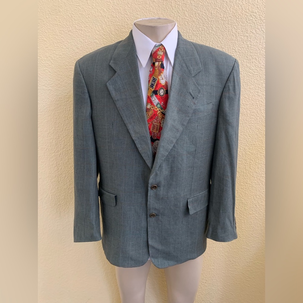 Hugo Boss Men’s Size US 40R Delon Greenish With Glen Plaid Pattern Blazer